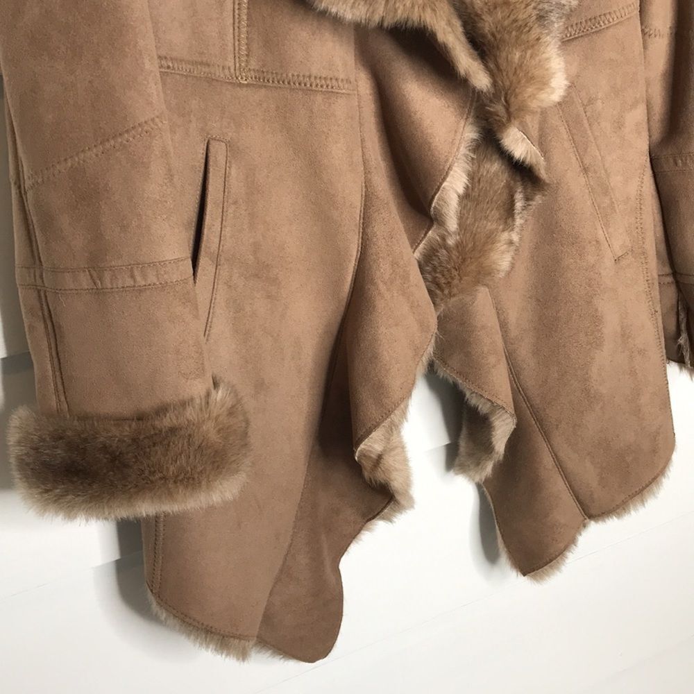 NWOT Laundry by Shelli Segal Faux Suede Faux Fur Waterfall Jacket Size Medium - Picture 5 of 15